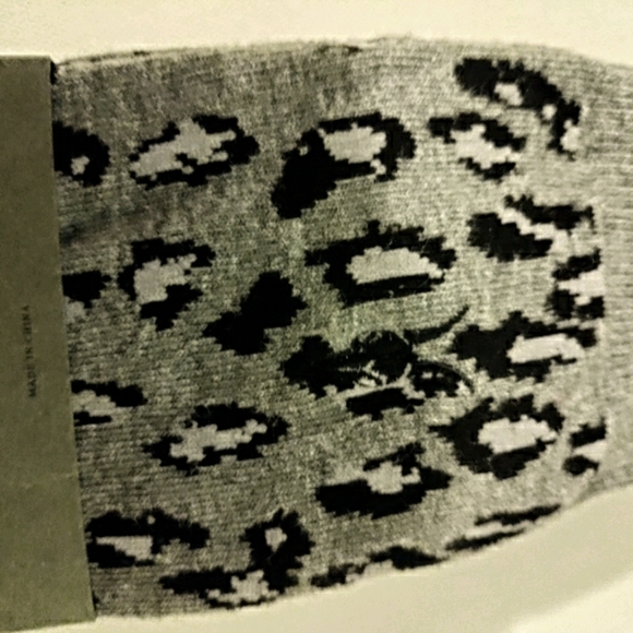 All Saints leopard print crew socks gray black NWT - Picture 4 of 6